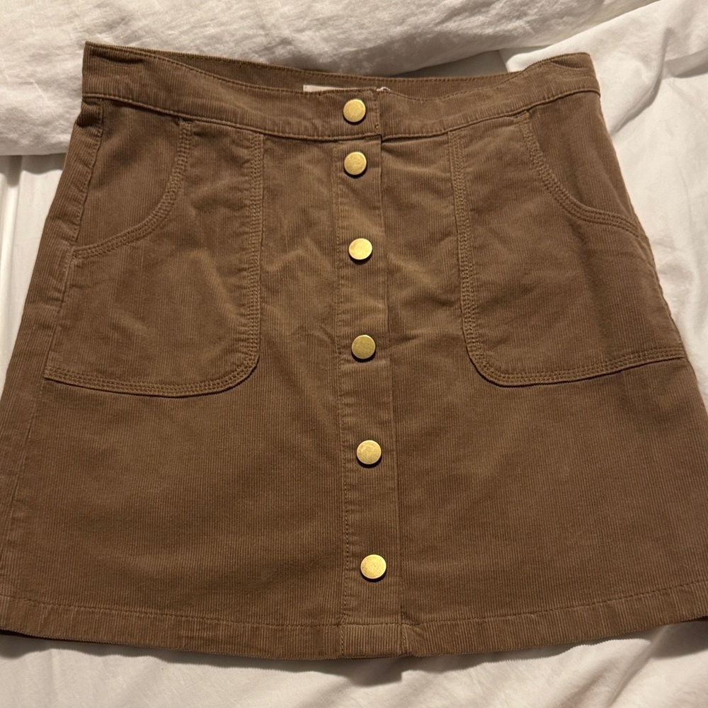 Tory Burch Tan Mini Skirt with Gold Buttons
